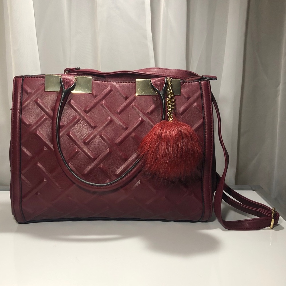 Aldo Handbag Burgundy Medium Sized